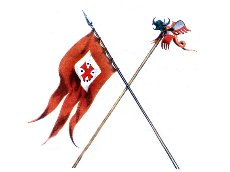 در نبرد هسیتینگز (1066 میلادی) اشرف زاده نورمنی ویلهلم فاتح تحت پرچمی با نشان صلیب سنت جورج، که در رم متبرک شده بود، بر آنگلوساکسون های گرمانیایی پیروز شد. گرمانیایی ها با نشان اژدها از سرزمین خود دفاع می کردند.